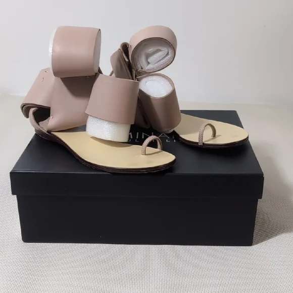 ​Aminah Abdul Jillil Bow Flat Sandal Nude Pink Lambskin Size 7 - Picture 2 of 8